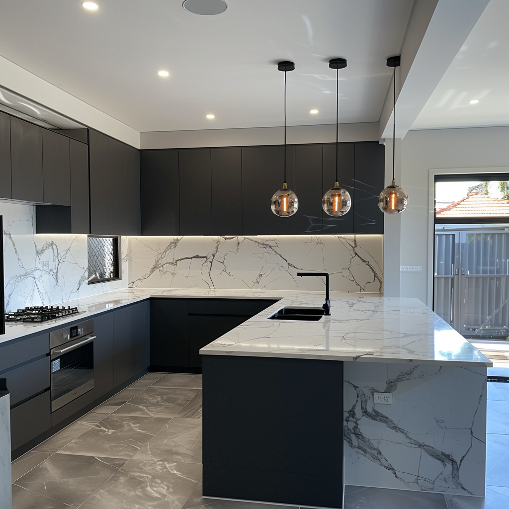 Modern kitchen fixtures are installed seamlessly by professional plumbers in Marrickville.